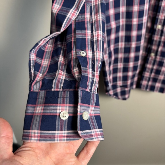 LINCS DC&Co Men's Lightweight Long Sleeve Button Up Shirt Navy/Pink Size X-Large - Picture 3 of 14